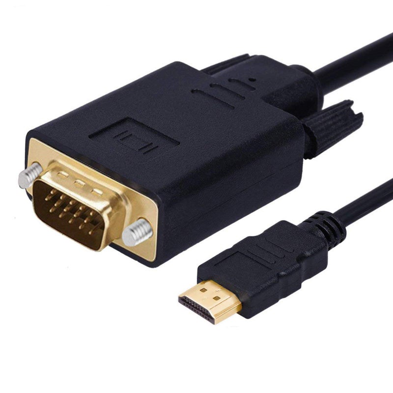 Wonlyus HDMI to VGA Cable Gold-Plated 1080P HDMI Male to VGA Male Active Video Adapter Converter Cord (6 Feet/1.8 Meters) - Image 1